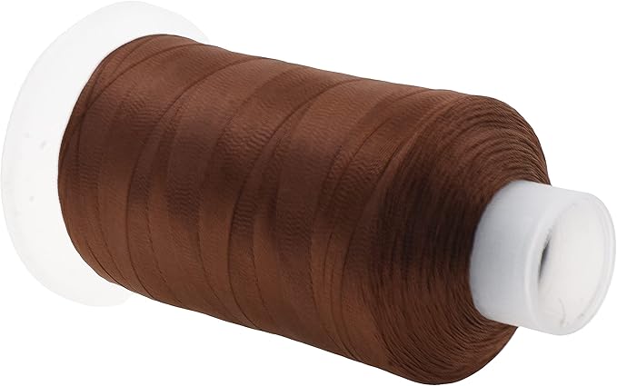 Mandala Crafts Brown Heavy Duty Thread - 1500 Yds Tex 90 for Sewing Drapery, Jeans, Leather, Hair - Bonded Polyester for Outdoor, Marine, Upholstery