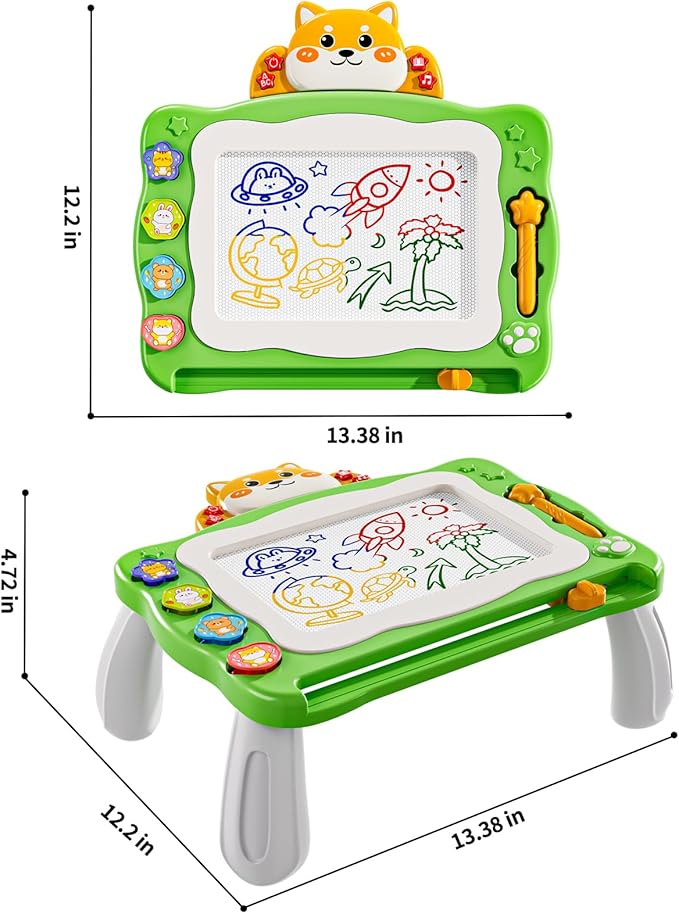 NIPLOOW Magnetic Drawing Board with Early Educational Toy, Doodle Board Montessori Preschool Travel Toys Gifts for 3 4 5 6 Year Old Etch Sketch Erasable Writing Pad