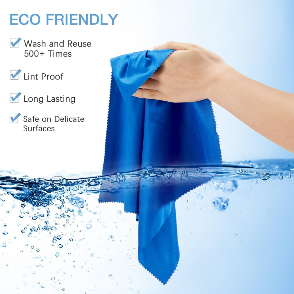 Frienda 12 Pack Large Microfiber Glass Cleaning Cloths 12 x 12 Inch Oversized Sunglasses Cleaning Cloths for Electronics Glasses Screens and Lenses(Blue,Deep Gray)