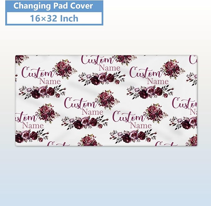 Personalized Crib Bedding Set for Girls, 5 Pcs Nursery Bedding Crib Sets, Soft Custom Flowers Baby Crib Set with Name, Double Layer Baby Bedding Set Customized Gifts for Infants Toddlers Kids