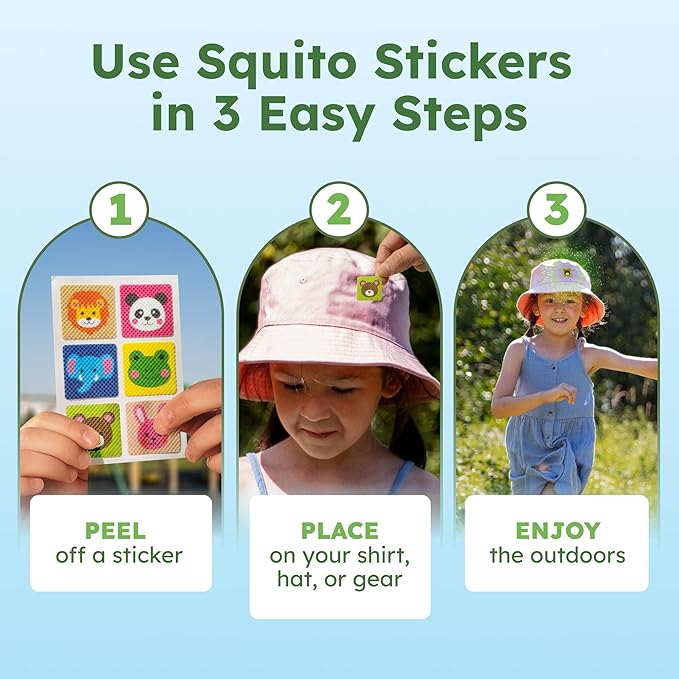 BugMD Squito Stickers Mosquito Repellent Patch Stickers for Kids (78 Stickers), Safe & Effective Insect Repellent Patches for Toddlers, Kids, Camping, Beach & Outdoor Essentials