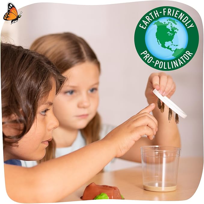 Insect Lore Butterfly Garden Kit – 10 Live Caterpillars, Habitat, STEM Journal, 2 Chrys-a-lid Holding Logs & Feeder – Grow & Release Painted Lady Butterflies – Educational Science Toy
