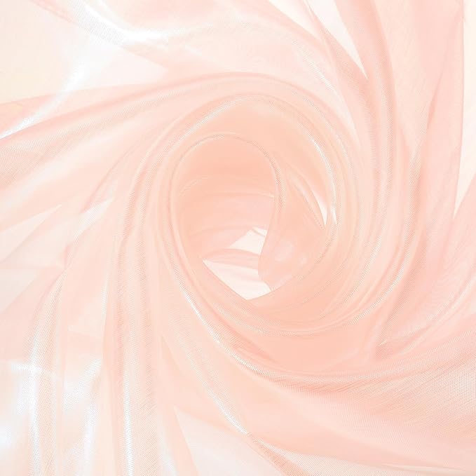 MECCANIXITY Iridescent Sheer Organza Fabric, 2 Yards x 59 Inches Solid Laser Holographic Shiny Fabric Organza Cloth for Wedding, Curtains, Costume, Photo Background, Champagne