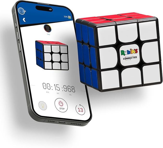 The Original Rubik’s Connected, Go from Beginner to Pro in No Time. 3x3 Smart Magnetic Intelligent Speed Cube. User Friendly App & Online Battles. Rechargeable Battery. STEM Puzzle. Fits All Ages