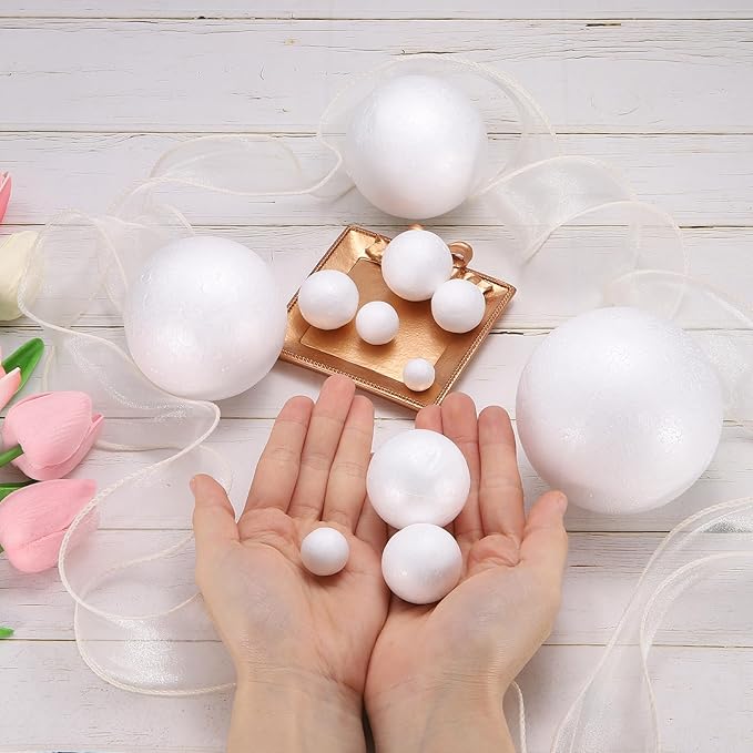 uxcell 15 Pcs White Foam Balls, 2.4 Inch Polystyrene Craft Foam Balls Solid Round Ball for Art, Household, DIY, Party Decorations