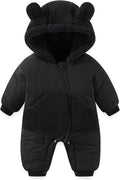 JiAmy Baby Snowsuit Newborn Winter Clothes Coat Romper Windproof Fleece Hat Zipper Baby Bear Outfit