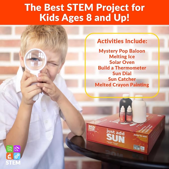 STEM Toys by Griddly Kids – Art & Science Kits for Kids Ages 8-12, STEM Kits for Learning & Education Toys, Chemistry Set for Hands-on Learning, Experiment Kit Gifts for Boys & Girls (Just Add Sun)