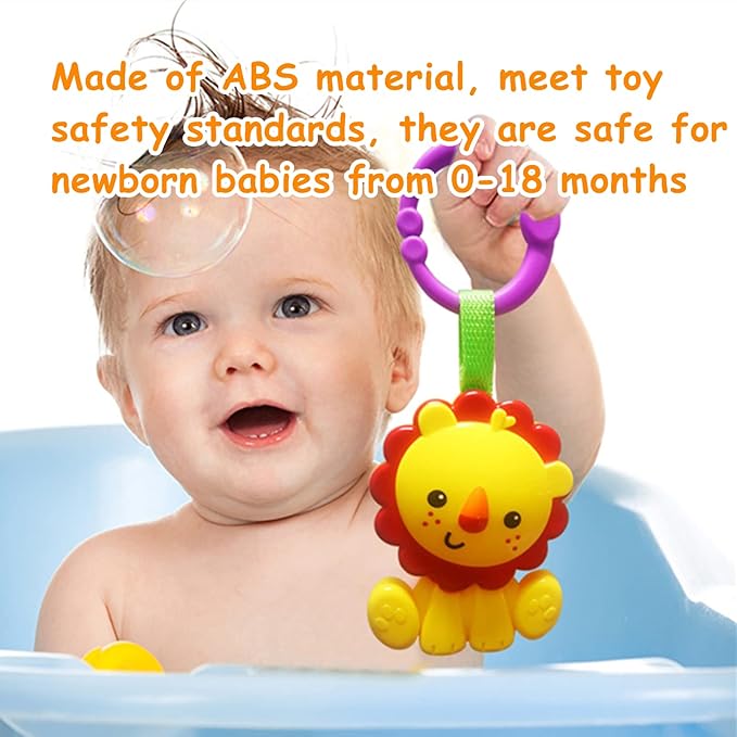 Baby Toys, Cartoon Animal Hanging Rattle Toys, Handbells Baby Rattles, Baby Bed Crib Car Seat Travel Stroller Toys for Infant, Best Birthday Gift for Newborn, 4 Pack