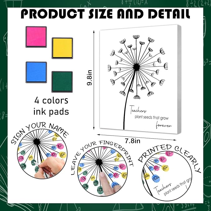 SHLINCO Teacher Thank You Gift Box, DIY Personalized Student Fingerprint Keepsake Set, Unique Year-End Gifts from Students to Teachers, Teacher Plant Seeds