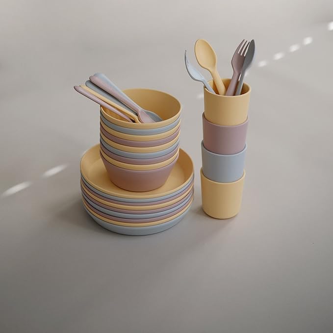 mushie Flatware Fork and Spoon Set For Kids | Made in Denmark (Soft Lilac)