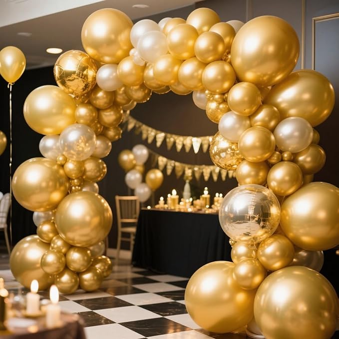 140pcs Metallic Gold Round Balloons Different Sizes 18 12 10 5 Inch Latex Balloons for Arch Decoration Party Balloon Kit for Graduation Birthday Party Wedding Balloon Baby Shower Decoration