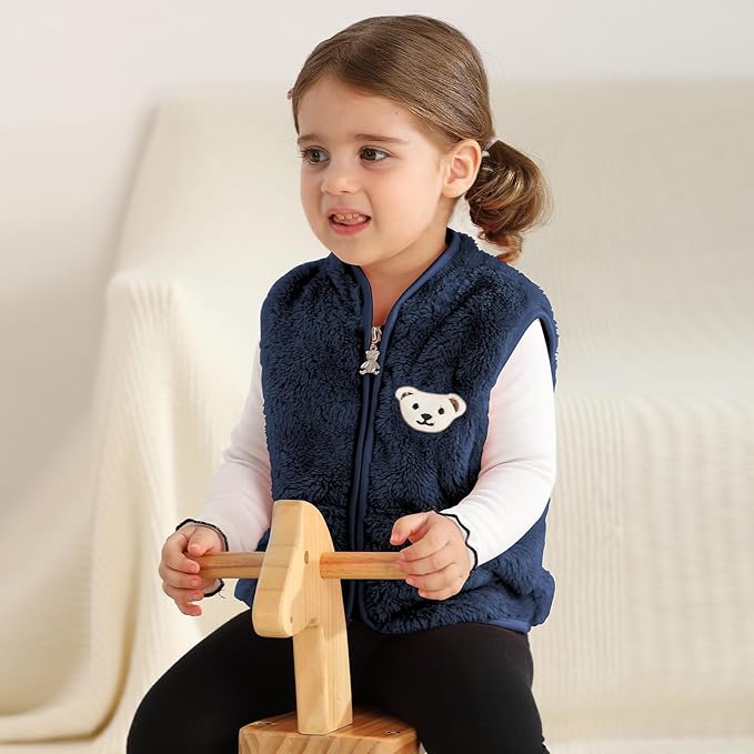 Baby Boys Girls Fleece Vest Zip Up Cute Bear Jackets Fuzzy Fall Winter Warm Clothes Newborn Outwear for Toddler Infant