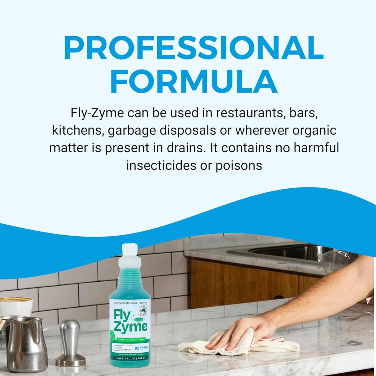 Kinzua Environmental Fly-Zyme, Highly Concentrated Enzyme Drain Cleaner for Pipes, Drain Gel for Fruit Flies, Organic Waste Degrader & Odor Neutralizer, 32 fl oz, Pack of 2