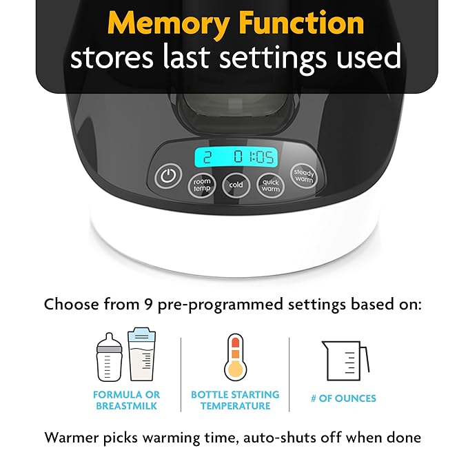 Baby Brezza Fast Baby Bottle Warmer - Baby Milk Warmer + Breastmilk Warmer Defroster – 2 Unique Temperatures for Breastmilk + Formula - Universal Fit for All Bottles, Storage Bags + Food Jars