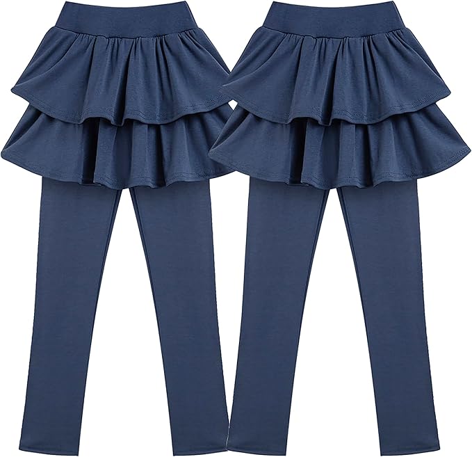Girls School Uniform Pants Leggings with Skirts Stretch Warm Jegging 4-12 Years