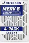 Filter King 13x9x1 Air Filter | 4-PACK | MERV 8 HVAC Pleated A/C Furnace Filters | MADE IN USA | Actual Size: 13 x 9 x .75"
