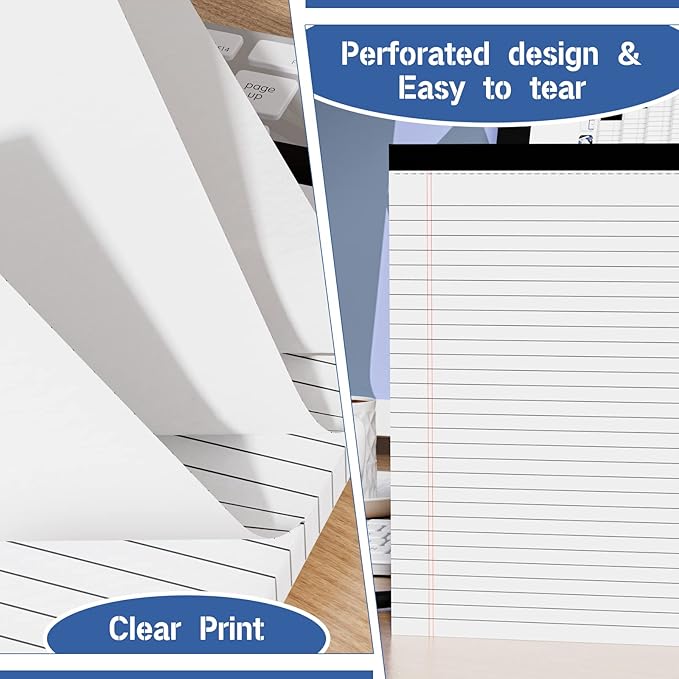 Legal Pads 6 Pack of Note Pads 6 x 9 Inch Notepad 21lb Thick Paper Legal Pad 30 Sheets Note Pad College Ruled Small Legal Pads 29 Lines Writing Pads for Writing, Sketching, and Note-Taking
