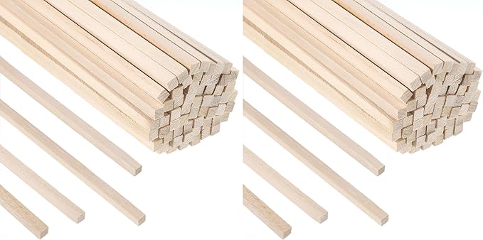 70Pcs 1/4" x 12" Balsa Wood Sticks, Square Dowel Rods Wood Furring Strips Hardwood Sticks for Crafts DIY Projects Models Making (Pack of 2)