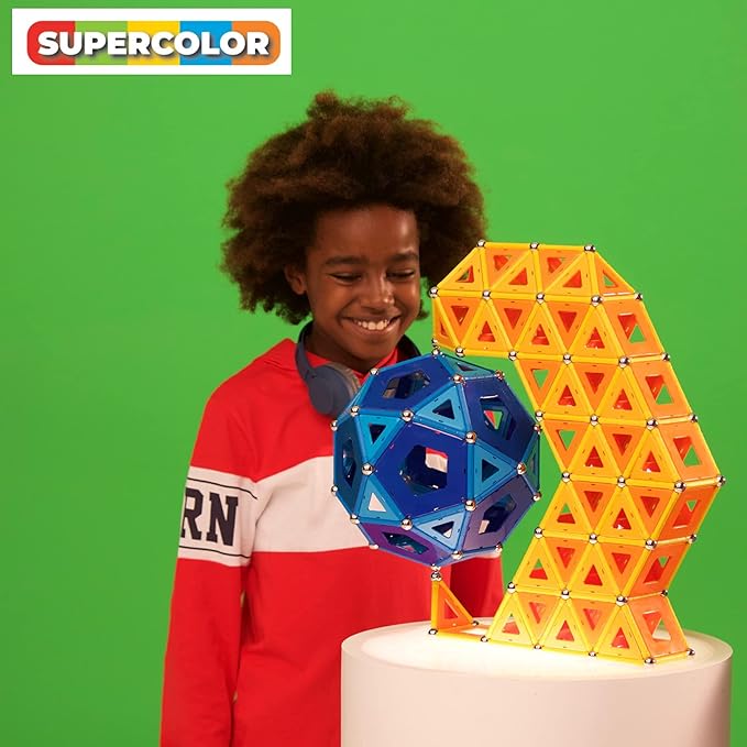 Geomag Supercolor Magnetic Toys for Kids Ages 5+, 78pc Educational STEM Magnets for Kids - Swiss-Made Magnetic Blocks, Tiles and Building Toys from 100% Recycled Plastic