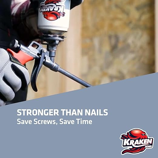 KRAKEN BOND Drywall & Panel Adhesive Foam - (12x24oz) Heavy-Duty, Fast-Curing Construction Adhesive for Concrete, Wood, and Heat Insulation Applications - 12 Pack
