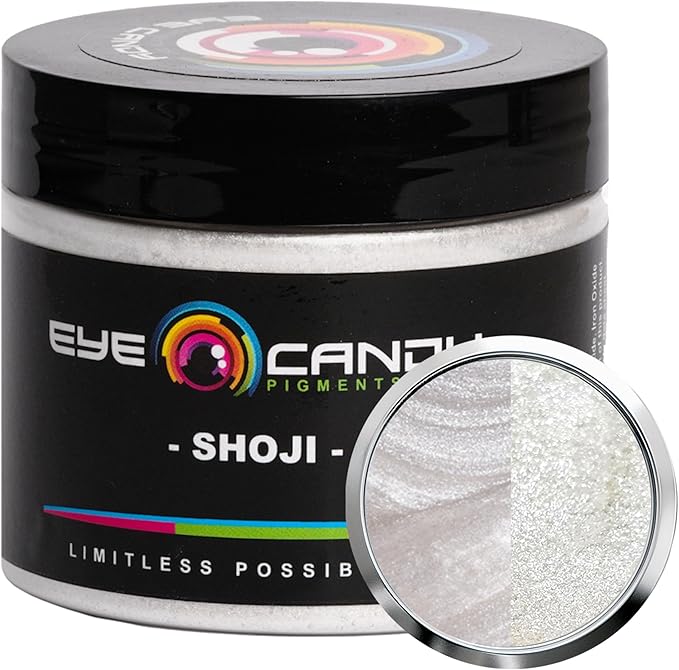 Eye Candy Pigments Premium White Mica Powder - Shoji (50gr) - for Epoxy, Resin, Soap, Paint, Woodworking, Acrylic Pouring, Bath Bombs, Fishing Lures - DIY Arts and Crafts Additive
