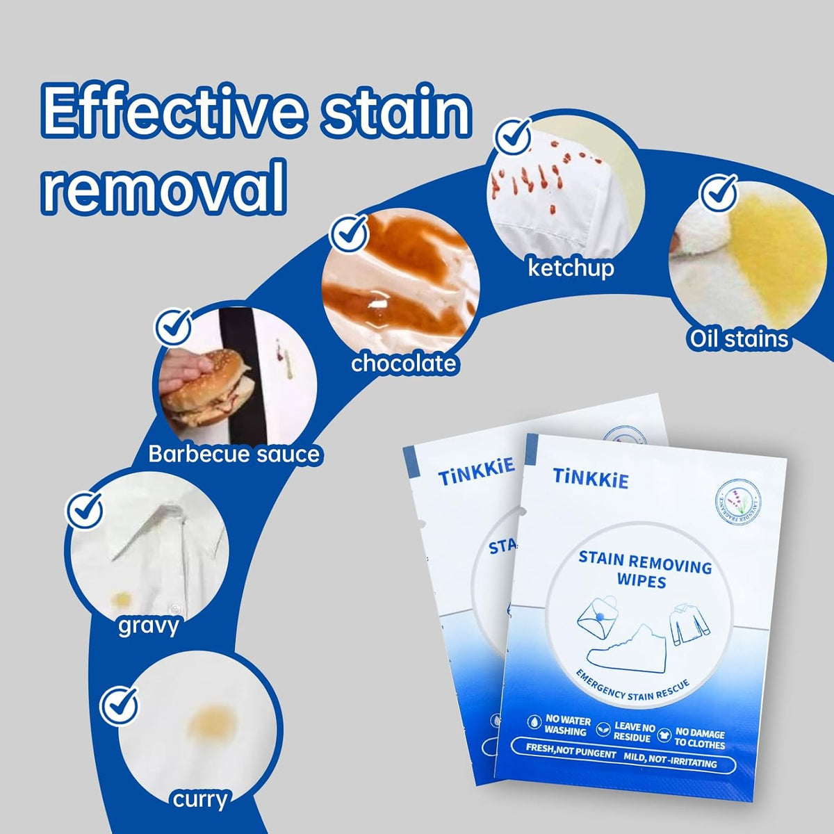 200-Pack Stain Remover Wipes, Portable Clothing Stain Remover Wipes, Instant Stain Remover and Individually Wrapped, Stain Removers for Clothes, Shoes And Surface cleaning of headphones