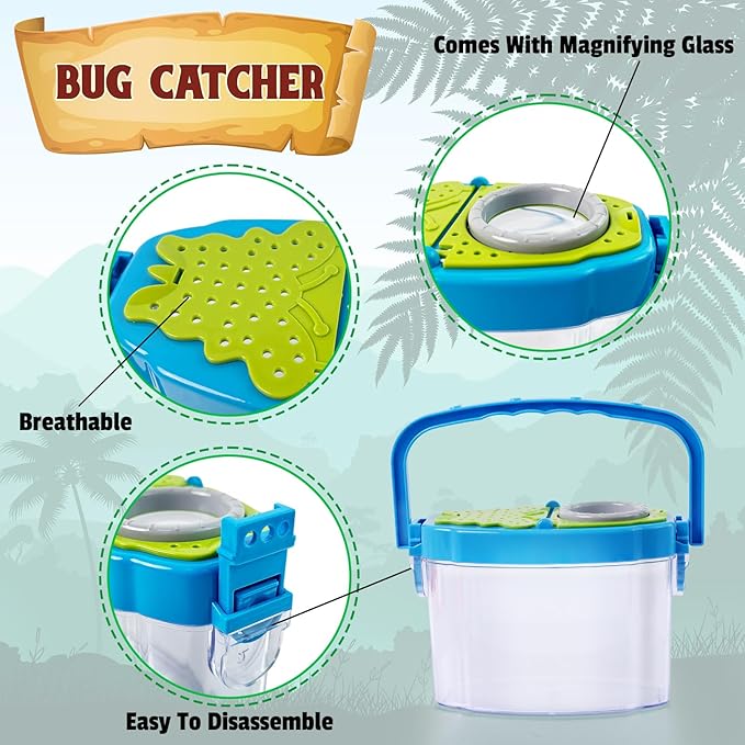 ESSENSON Bug Catcher and Kids Explorer Kit, Outdoor Bug Catching Explorer Adventure Kit with Binoculars, Summer Outdoor Toys for Kids Ages 4-8