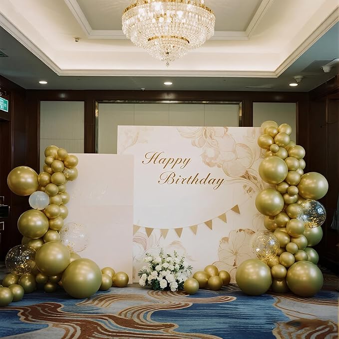 140pcs Metallic Gold Round Balloons Different Sizes 18 12 10 5 Inch Latex Balloons for Arch Decoration Party Balloon Kit for Graduation Birthday Party Wedding Balloon Baby Shower Decoration