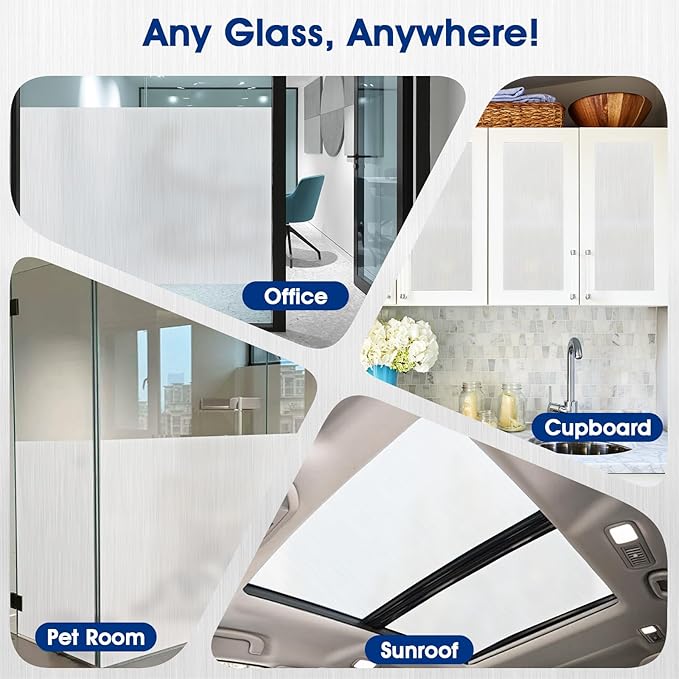 Privacy Window Film Static Cling, Frosted Glass Decorative Window Film with 96% UV Blocking, Non-Adhesive Removable Window Cling for Home Office Bathroom, 23.6 x 118.1 Inches, White