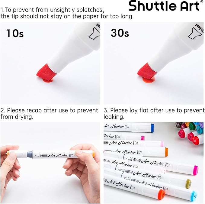 Shuttle Art Alcohol Markers Brush tip, Dual Tip Brush & Chisel Tip Art Marker Set, 50 Colors plus 1 Blender Permanent Marker Pens with Case Perfect for Illustration Students Adults Coloring