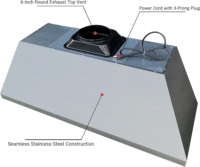 CT Copper Tailor Sloped Copper Vent Hood Island Mount,54'' W,27''H,1260 CFM Exhaust Fan,Stainless Steel Vent,LED Light,Dishwasher-Safe Baffle Filters,VH8TR1