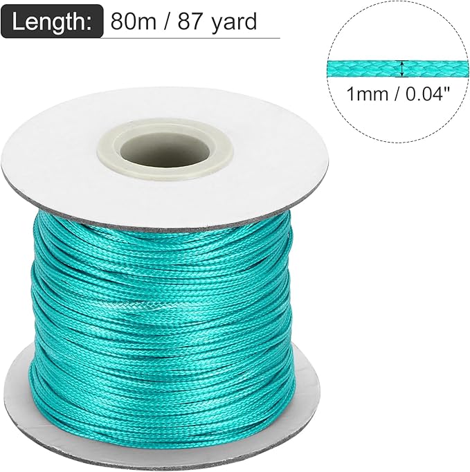 MECCANIXITY Waxed Cord 1mm Waxed Thread 87 Yard Wax String Leather Cord for Bracelet Making, Necklaces, Beading, Jewelry Making and DIY Crafts(Light Green)