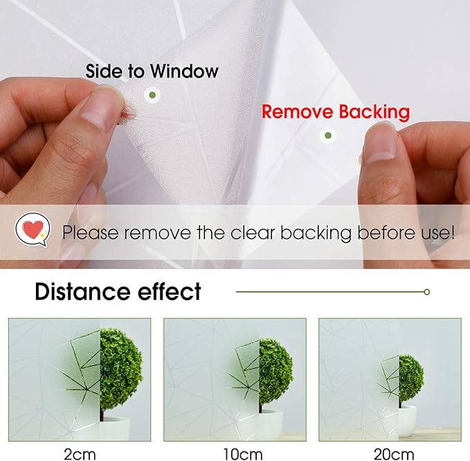 Coavas Window Privacy Film, Frosted Glass Static Cling, Decorative for Bathroom Door Covering, UV Blocking Window Cling, Non-Adhesive Vinyl Sticker, Day and Night Windows Tint for Home, 35.4x393.7 in