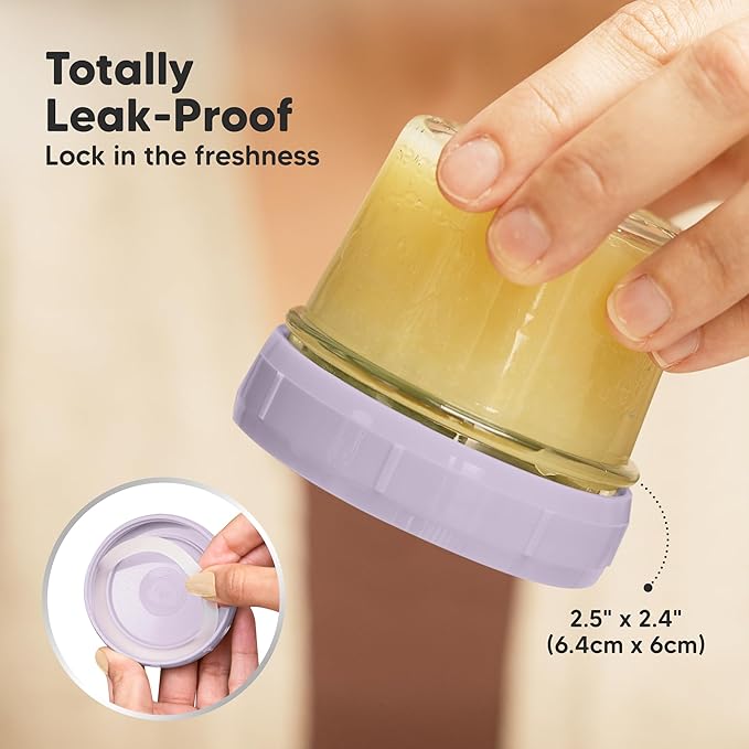 KeaBabies 12pk 4oz Glass Baby Food Containers with Lids - Leak-Proof, Microwavable Small Glass Jars, Baby Purees & Toddler Snack Storage Containers, BPA-Free, Dishwasher & Freezer Safe (Lilac)