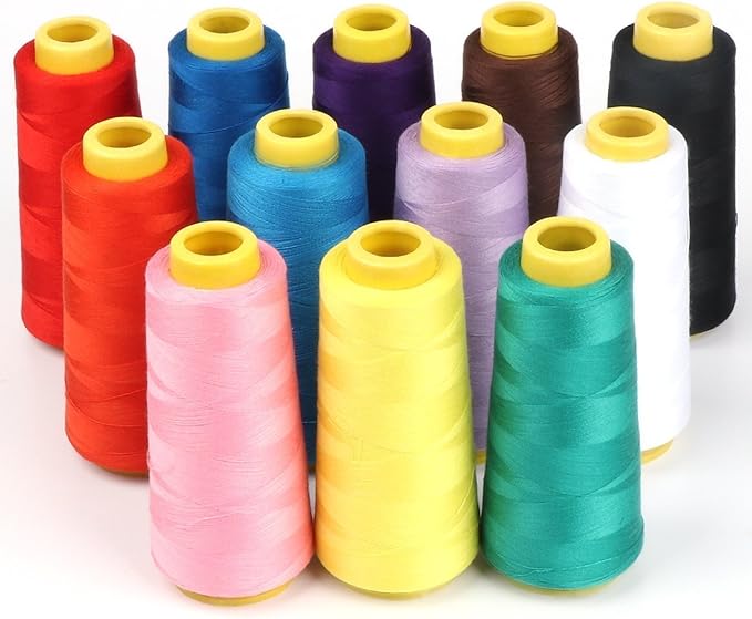 AK TRADING CO. 4-Pack Royal Blue All Purpose Sewing Thread Cones (6000 Yards Each) of High Tensile Polyester Thread Spools for Sewing, Quilting, Serger Machines, Overlock, Merrow & Hand Embroidery
