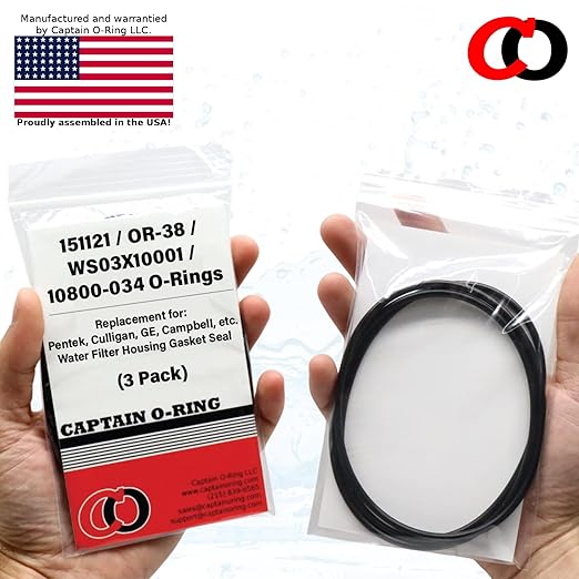 Captain O-Ring - Replacement 151121 / OR-38 / WS03X10001 / 10800-034 O-Rings for Pentek, Culligan, GE, Campbell, etc Water Filter Housing Gasket Seal (3 Pack)