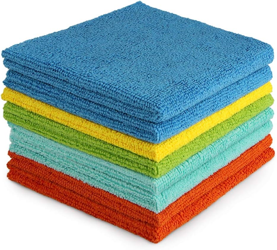 AIDEA Microfiber Cleaning Cloth, 8PK, All Purpose Microfiber Towels, Absorbent Cleaning Rags Kitchen Towels, Lint Free Dusting Cloth for House, Kitchen, Car, Window, 12"×12"