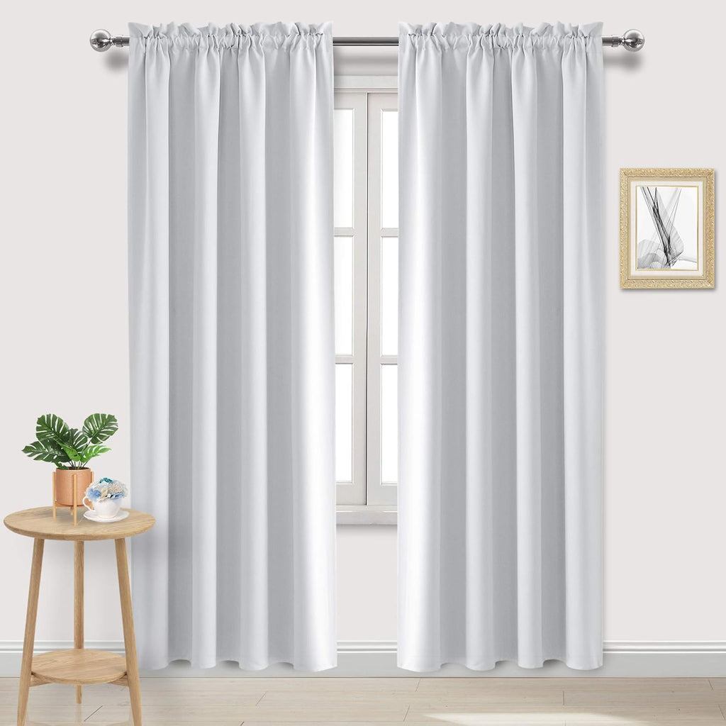 DWCN Blackout Curtains for Bedroom – Rod Pocket Thermal Insulated Noise Reducing Noise Reducing Drapes for Living Room, W 52 x L 95 Inch, 2 Panels, Greyish White