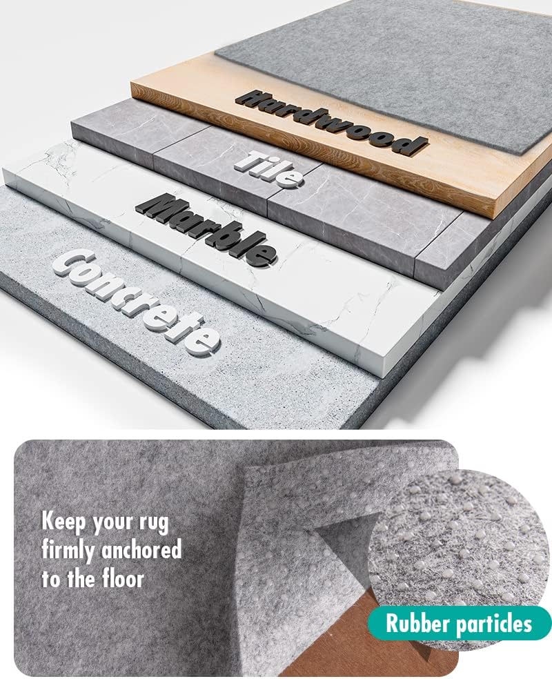 Non Slip Rug Pad Gripper - 8x10 Feet 1/4” Extra Thick Felt Under Rug for Area Rugs and Hardwood Floors,Super Cushioned Non Skid Carpet Padding