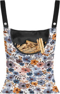 Blue Flowers Clothespin Organizer Bag Hanging Laundry Bag Portable Clothespin Storage with Hanger Hook 2 Ropes for Hanging and Effortlessly Sliding on Clothesline