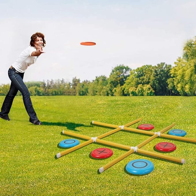 Giant Tic Tac Toe Game, Premium Portable PVC Framed Yard Toss Game, Large Outdoor Indoor Tic Tac Toe Game for Adults and Kids(4ft x 4ft)