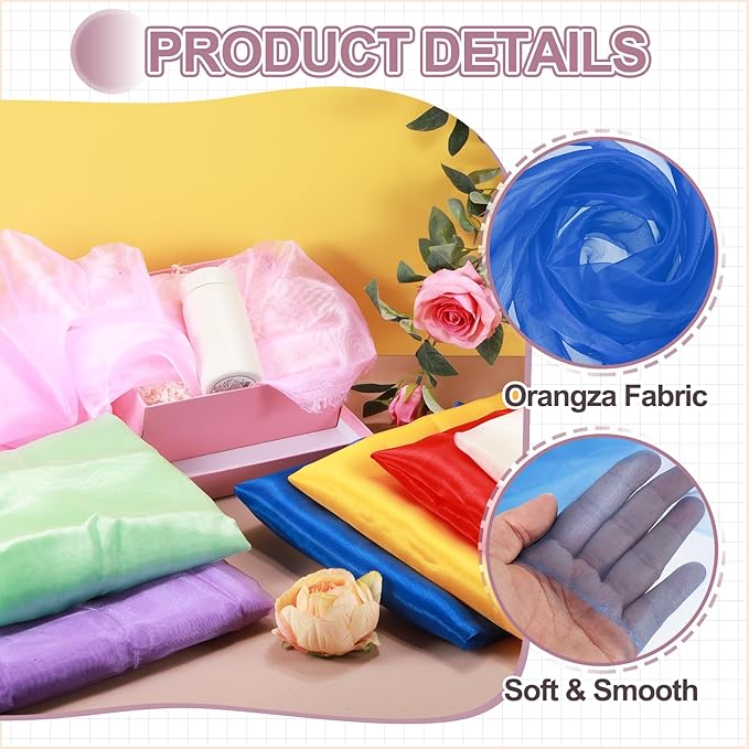 MECCANIXITY Iridescent Sheer Organza Fabric, 10 Yards x 59 Inches Solid Holographic Shiny Fabric Organza Cloth for Wedding, Curtains, Costume, Photo Background, Sapphire Blue