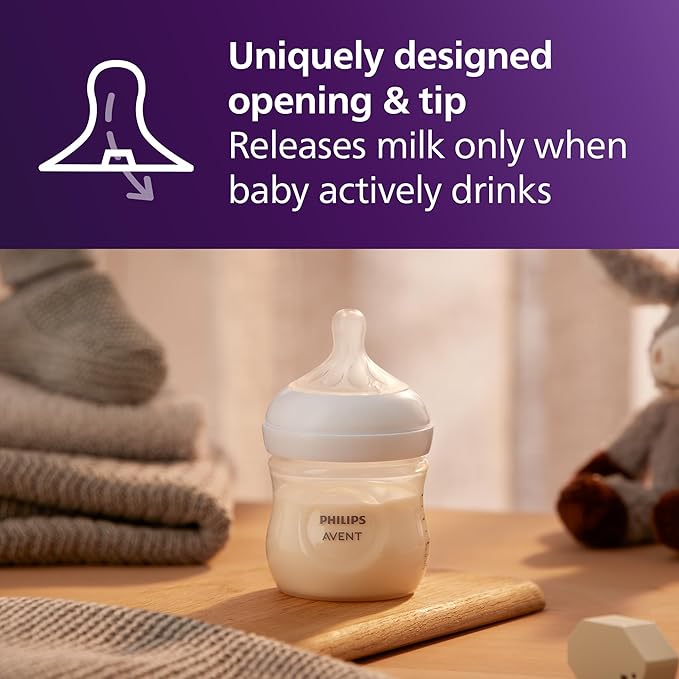 Philips Avent Natural Baby Bottle with Natural Response Nipple (Slow Flow, Flow 2), SCY900/91
