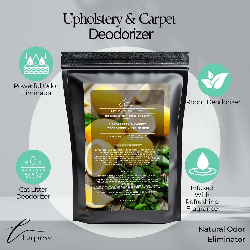 Lemon Mint Bliss Carpet Freshener Powder Refill 36 oz | Powerful Odor Eliminator for Home | Upholstery Deodorizer | Carpet Deodorizer | Pet Urine | Cat Litter Box