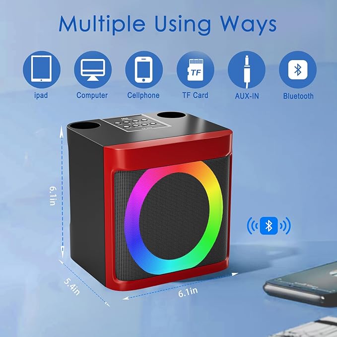 Karaoke Machine for Kids Adults - Portable Bluetooth Speaker with 2 Wireless Microphones, Singing Machine for Party, Birthday Gifts for Girls Boys Ages 4, 5, 6, 7, 8,9,10,11, 12+ Years Old