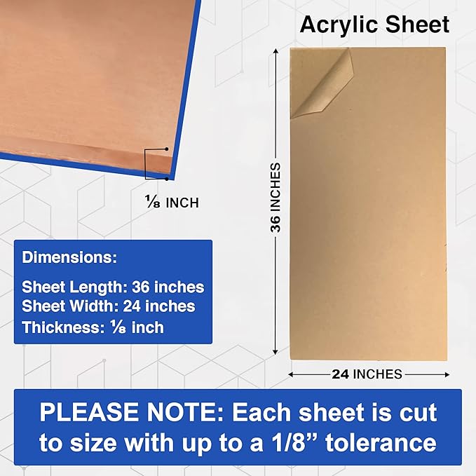 Duco USA-Made Clear Cast Acrylic Sheet 1/8 Inch Thick 24" x 36" - 4 Pack of Transparent Plexiglass Sheet - Lightweight Acrylic Board for Window Replacements, Displays, Signs, and More