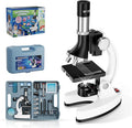 2400X Kids Microscope Science Kit - Handheld Microscope for Kids with Prepared Slides Metal Body LED Light Carrying Box Educational Compound Toy Set for Children Ages 8-12 5 Year Old Boys & Girls Gift