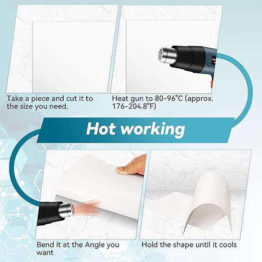 5 Pack White Plastic Sheets 8x12x0.04in Flexible High Tensile Plastic Sheets Hard Plastic Panel for DIY Materials Handicrafts Home Decoration