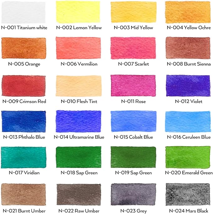 Nicpro 60 PCS Watercolor Paint Set for Adults, Beginner & Artists, 24 Tubes Water Color Paint Kit with 25 Watercolor Paper, 8 Squirrel Paint Brushes, Palettes, Color Wheel, Art Painting Supplies