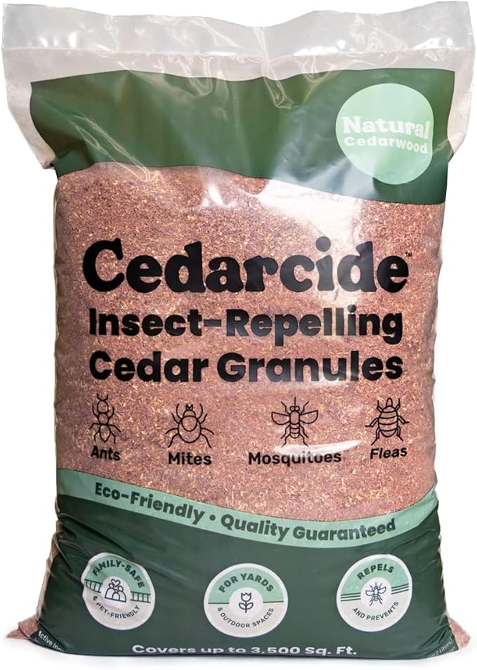 Cedarcide Lawn, Home & Garden Cedar Granules | Repels Fleas, Ticks, Ants & Mosquitoes | Smells Great, Easy to Use | Family & Pet Safe | 1 Bag (8 Lbs)